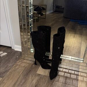 Aldo Black Sparkle Heeled Boots